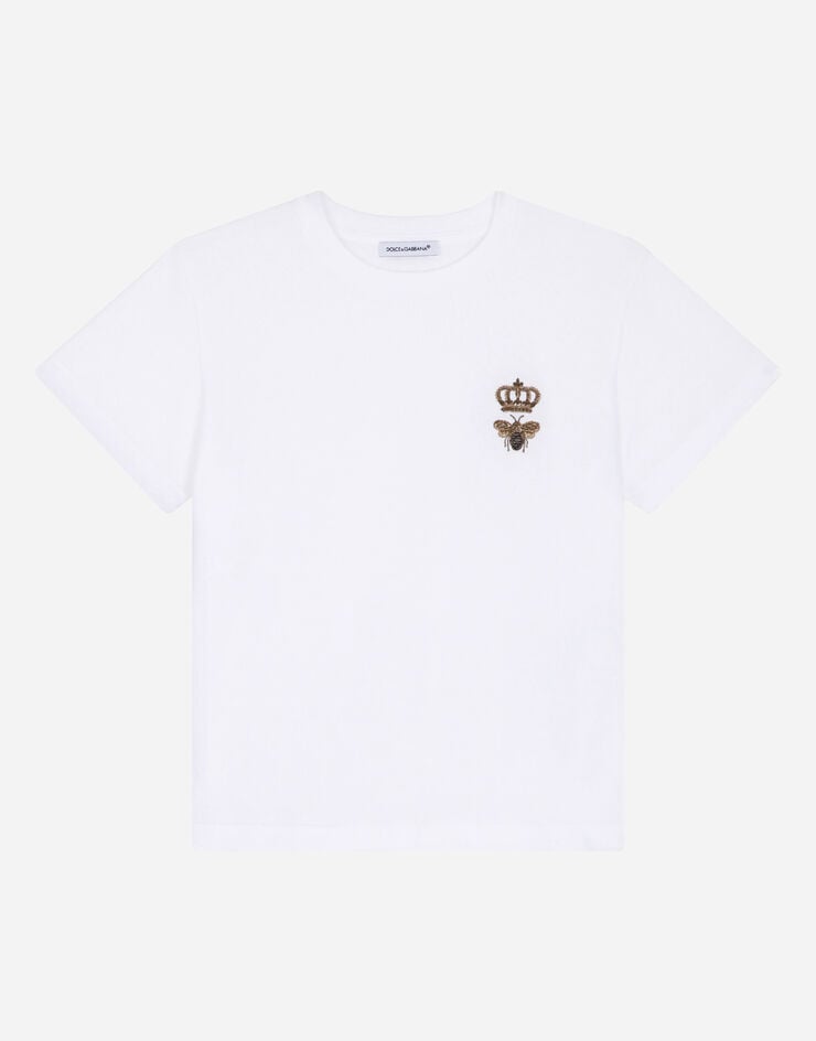Dolce & Gabbana Jersey T-shirt with bee embroidery White L4JTCQG7YGN