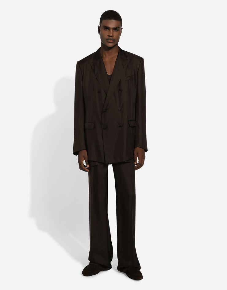 Dolce & Gabbana Sartoriale Hose aus Seide mit Bundfalten Brown GYZLHTFU1S4