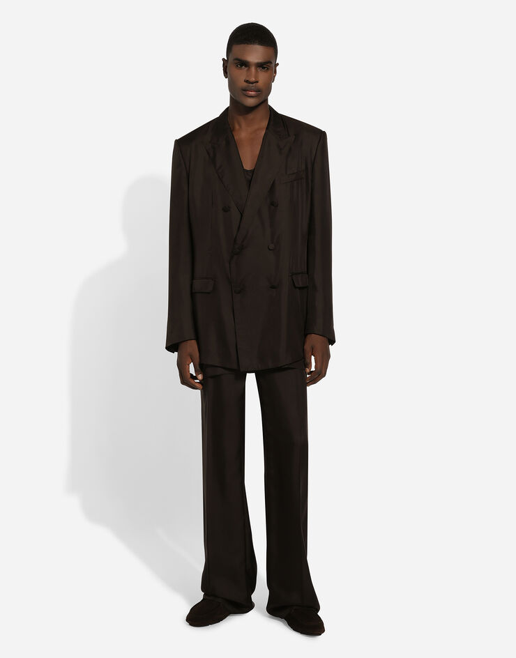 Dolce & Gabbana Tailored silk pants with darts Brown GYZLHTFU1S4