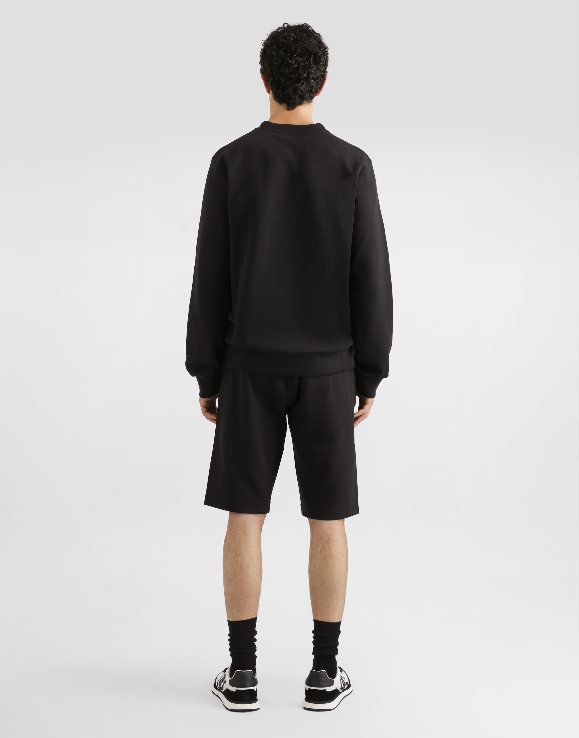 Cotton jersey sweatshirt with embroidery in Black for Men