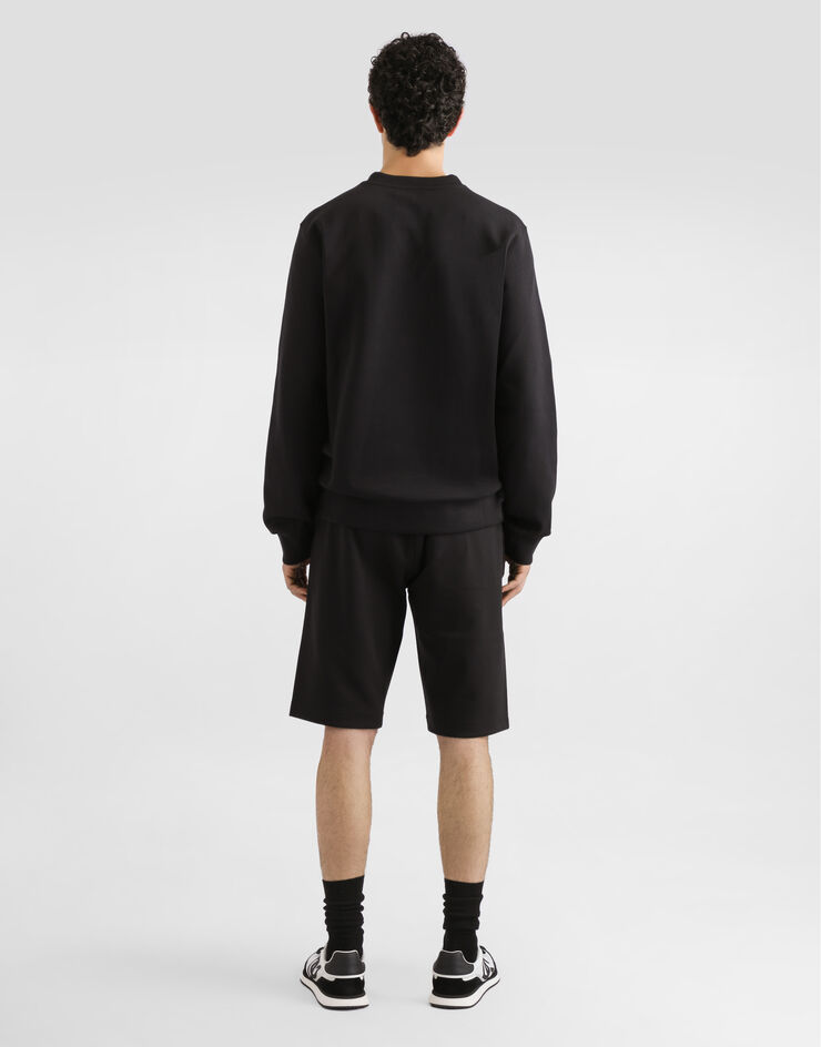 Dolce&Gabbana Sweat-shirt en jersey de coton à broderie Noir G9ABJZHU7H9