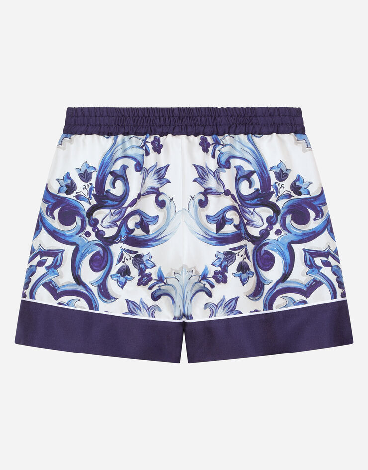 Dolce & Gabbana Twill shorts with yellow majolica print Multicolore L52Q33G7EY5
