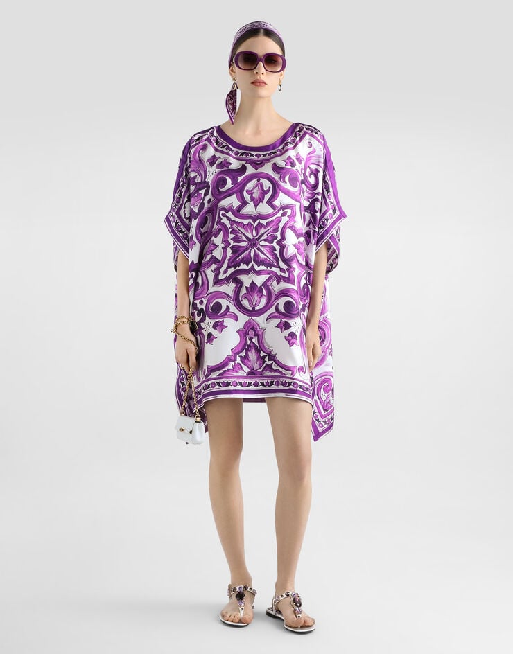 Dolce & Gabbana Majolica-print twill caftan Multicolor F6TTETHI1TK