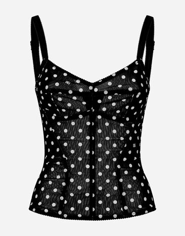 Dolce & Gabbana Polka-dot marquisette corset top Print F7AB8TFSUBG