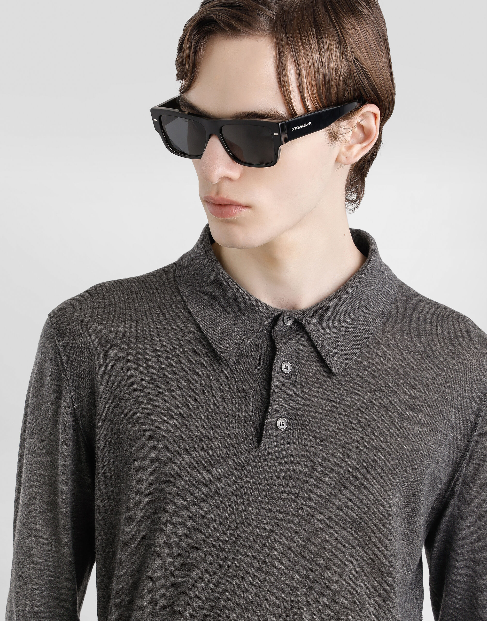Cashmere polo shirt in Grey for Men | Dolce&Gabbana® US