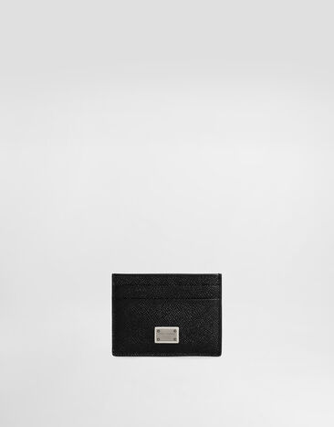 Dolce & Gabbana Calfskin card holder with branded plate Black BP0330AW576