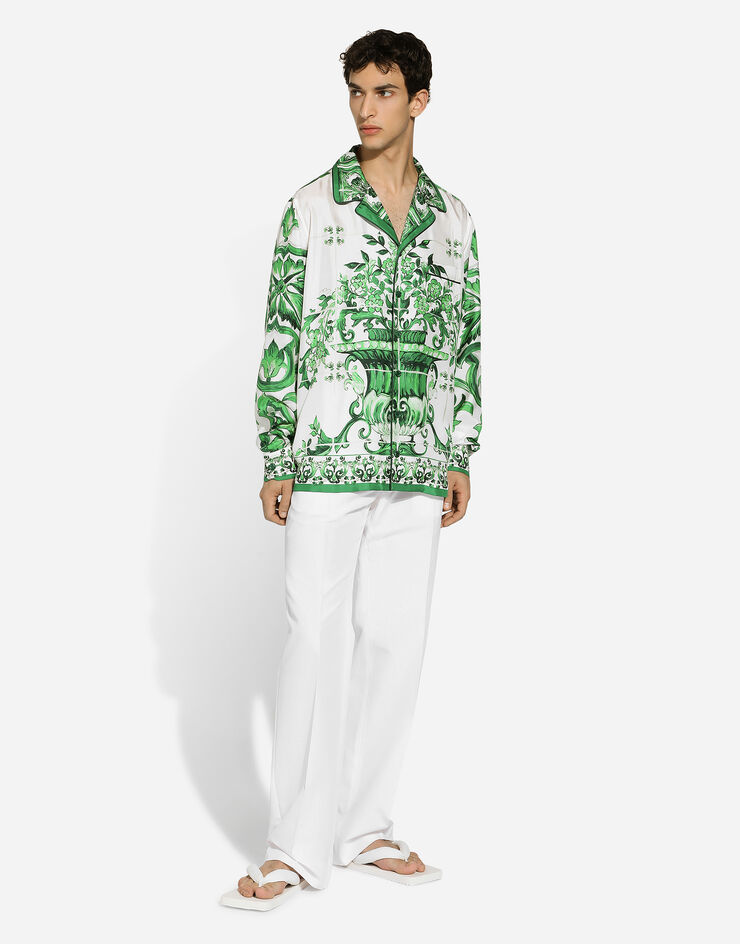 Dolce & Gabbana 马约利卡印花真丝斜纹衬衫 版画 G5IF1THI1SV
