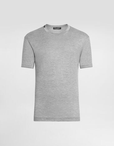 Dolce & Gabbana Short-sleeved silk t-shirt Grey G8ST1THU7UP