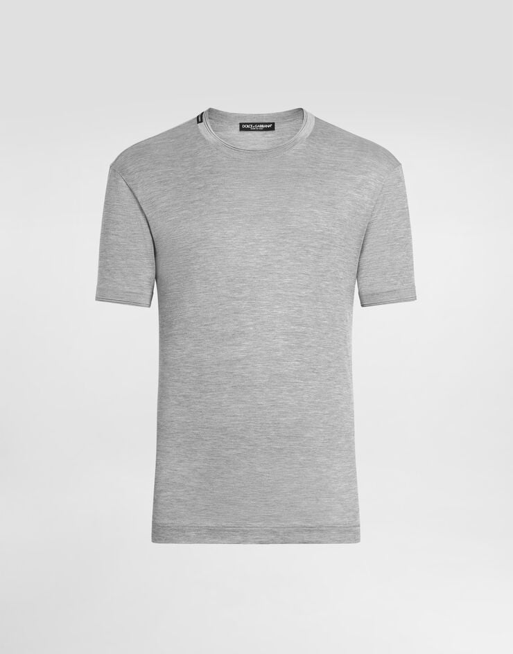 Dolce & Gabbana Short-sleeved silk t-shirt Grey G8ST1THU7UP