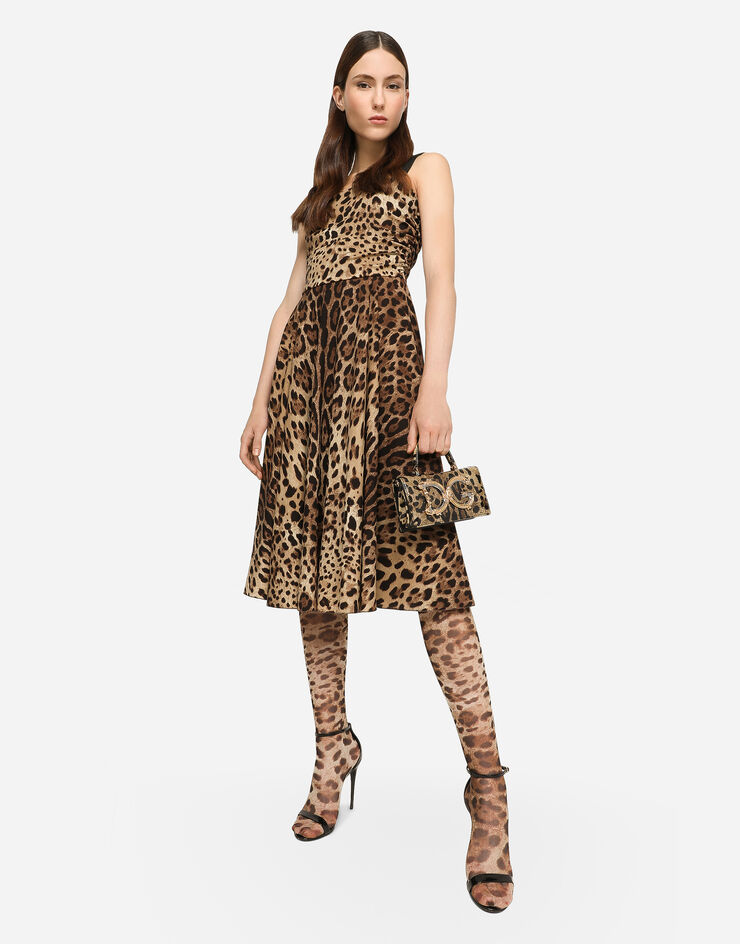 Dolce&Gabbana 豹纹印花卡迪裹身连衣裙 动物纹印花 F6R2QTFSADD