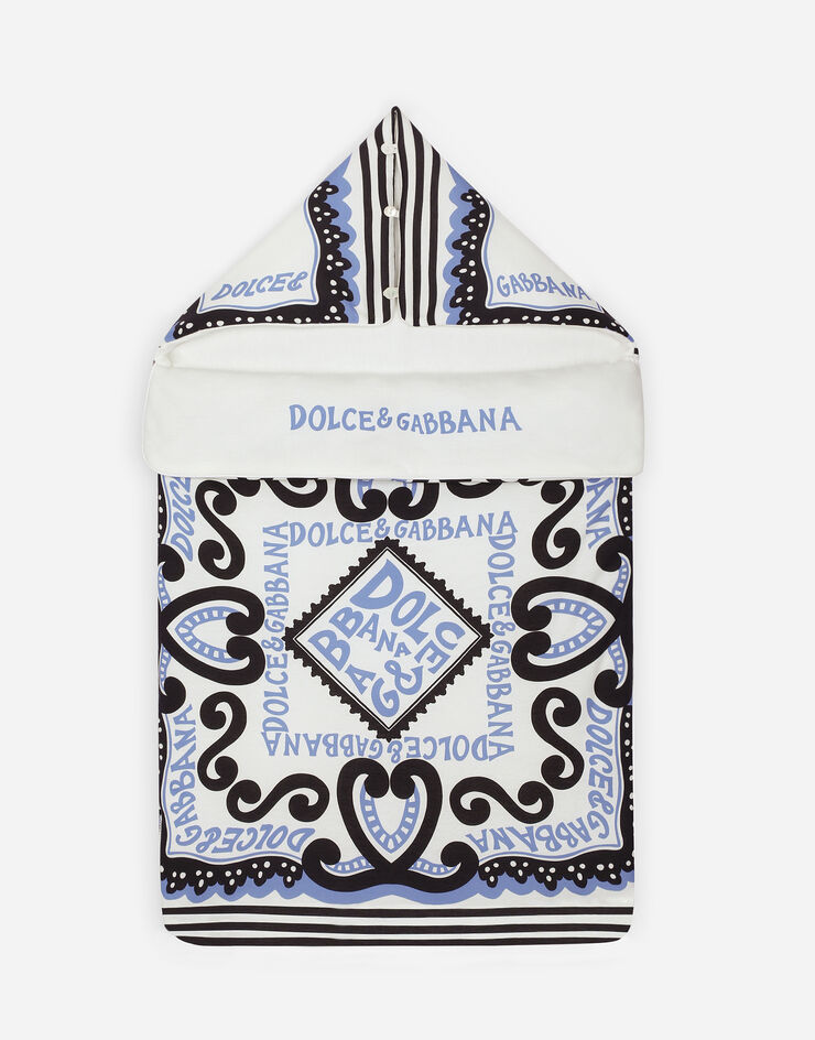 Dolce & Gabbana Конверт для новорожденных, из джерси с принтом в морском стиле лазурный LNJAD8G7L0T