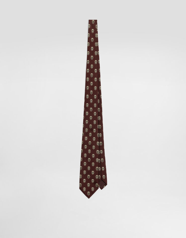 Dolce & Gabbana Jacquard tie with heraldic shields Bordeaux GT147EG0JSE