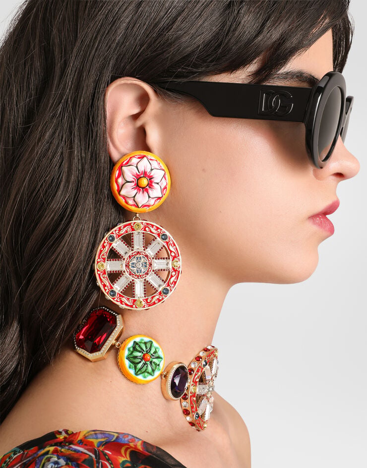 Dolce & Gabbana Carretto wheel clip earrings Dolce & Gabbana Carretto wheel clip earrings Multicolor WES6C6W1111