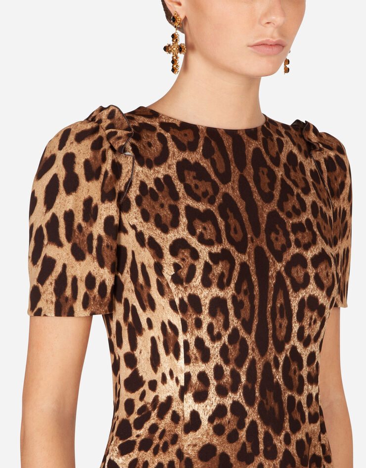 Dolce & Gabbana Top manga corta de cady estampado leopardo Multicolor F7ZY1TFSRKI