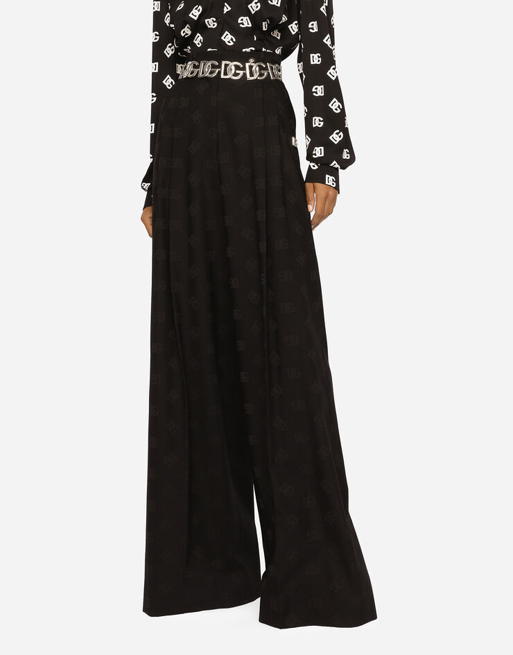 Dolce & Gabbana Wool jacquard pants with all-over DG logo Black FTCP2TFJBAK