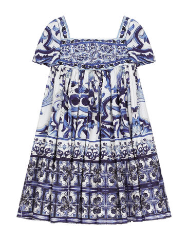 Dolce & Gabbana Long majolica-print poplin dress Multicolor L53DE7G7EY0