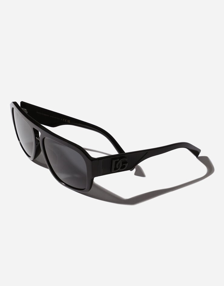 Dolce & Gabbana نظارة شمسية بشعار DG متقاطع أسود VG440AVP187