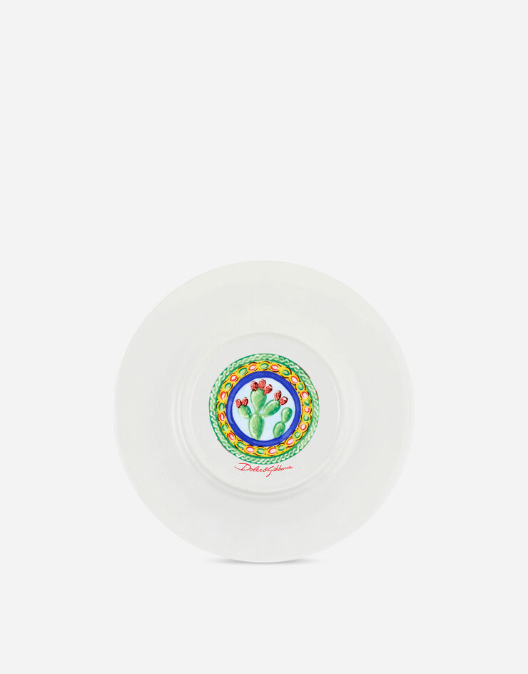 Dolce & Gabbana Set 2 Dessert Plates in Fine Porcelain Multicolor TC0S03TCA07