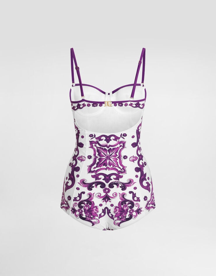Dolce & Gabbana Majolica-print one-piece swimsuit Multicolor O9A13JONO19
