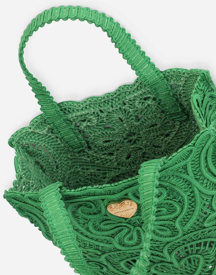 Dolce&Gabbana Small cordonetto lace Beatrice shopper Green BB6926AW717