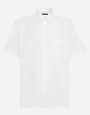 Dolce & Gabbana Camisa de algodón con DG bordado Blanco G5MK9ZGI731