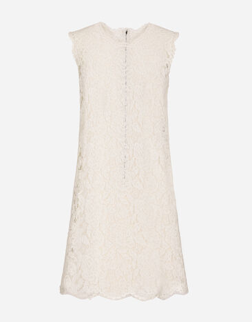 Dolce & Gabbana Lace dress with floral pattern White F6ATYTFLRE1