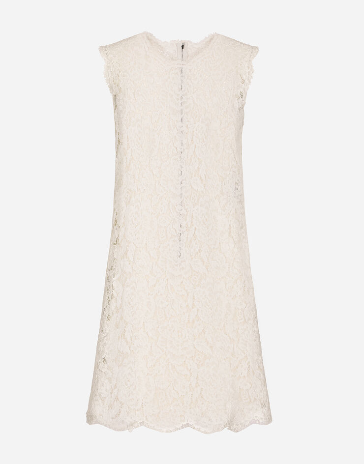 Dolce & Gabbana Lace dress with floral pattern White F6ATYTFLRE1