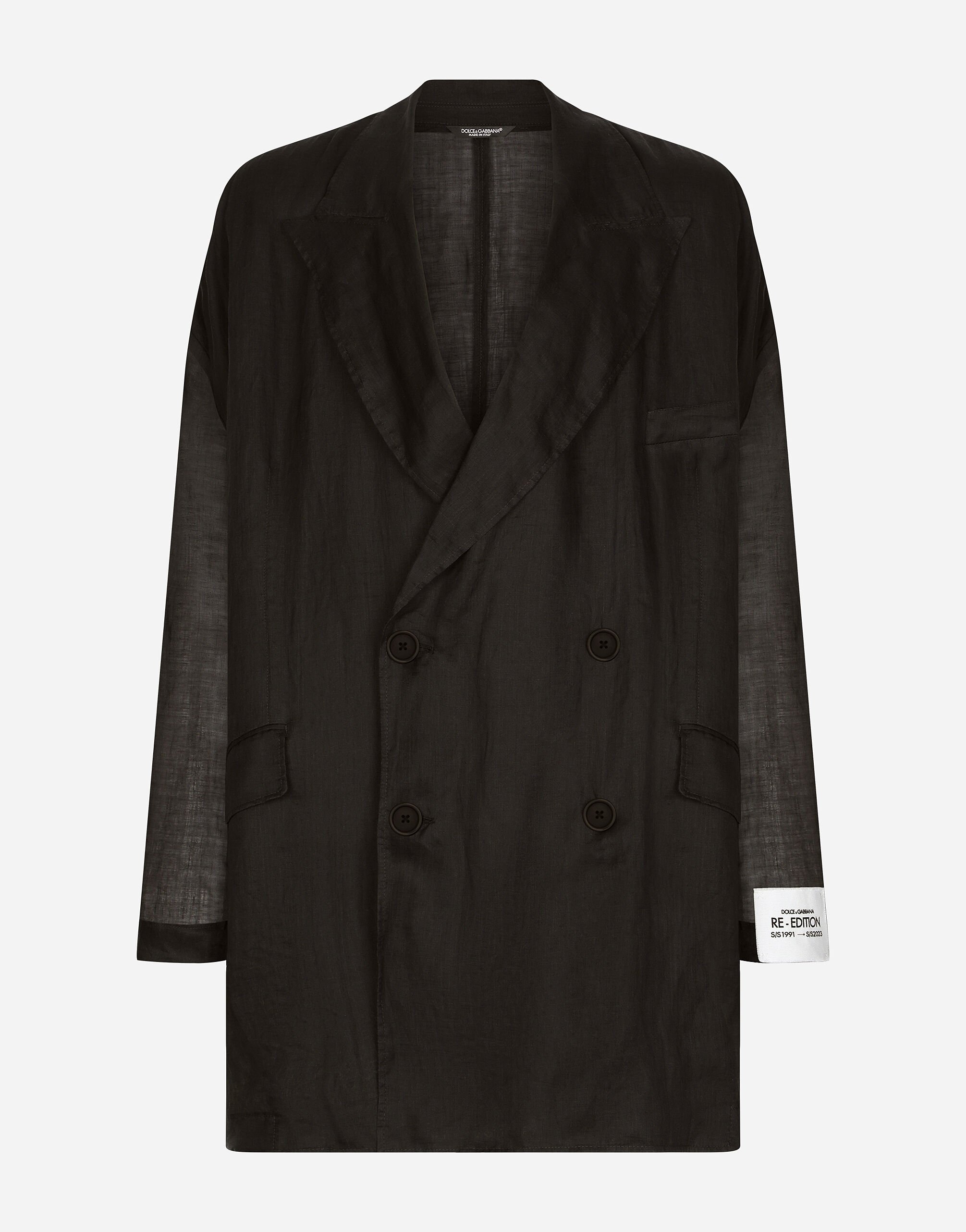 Dolce & Gabbana Oversize double-breasted linen jacket Black GH587AFU6X8