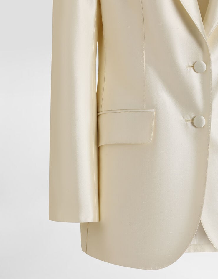 Dolce & Gabbana Single-breasted mikado silk jacket White F29KNTFU1L5