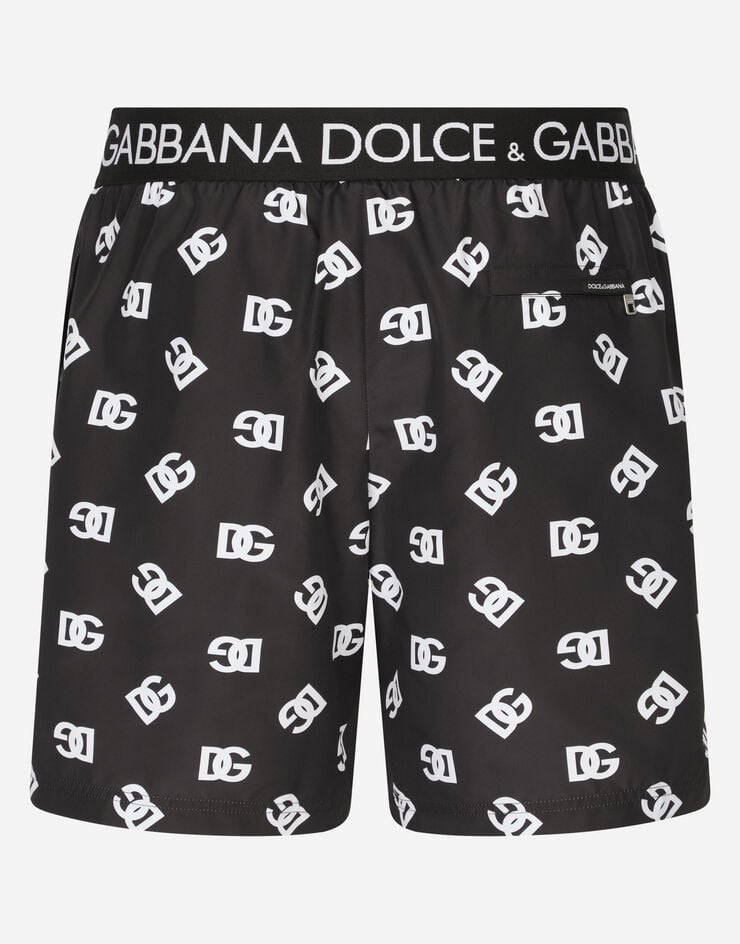 Dolce & Gabbana Mid-length swim trunks with all-over DG logo print Multicolor M4B45THSMGJ