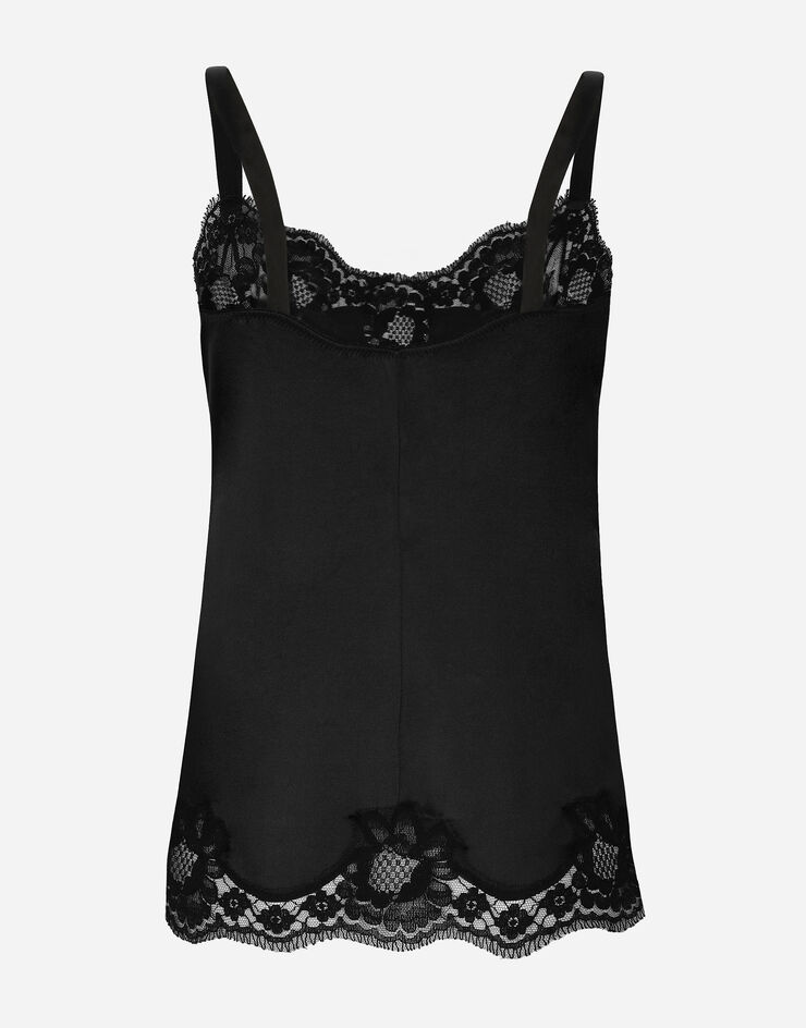Dolce & Gabbana Hemdchen aus satin mit spitzendetails BLACK O7A00TONO13