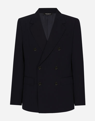 Dolce & Gabbana Wool twill double-breasted jacket Blue G2UK8TFUBBQ