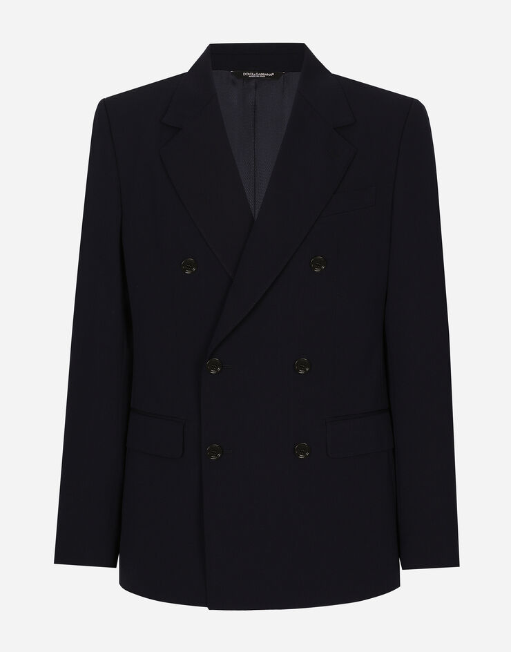 Dolce & Gabbana Wool twill double-breasted jacket Blue G2UK8TFUBBQ