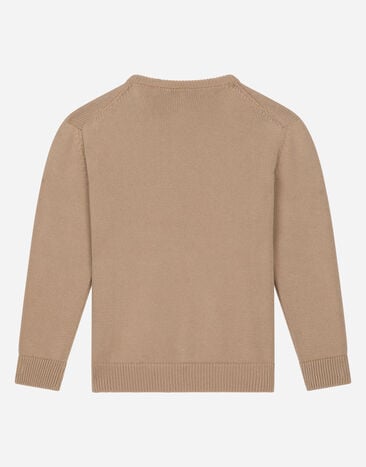 Dolce & Gabbana Cotton pullover with Dolce&Gabbana logo Beige L4KWE2JBCE0