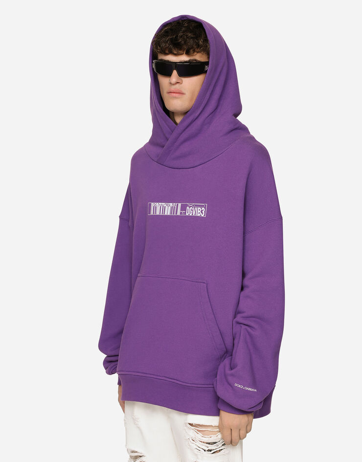 Dolce & Gabbana Jersey hoodie with DGVIB3 print Purple G9AKPTG7K3E