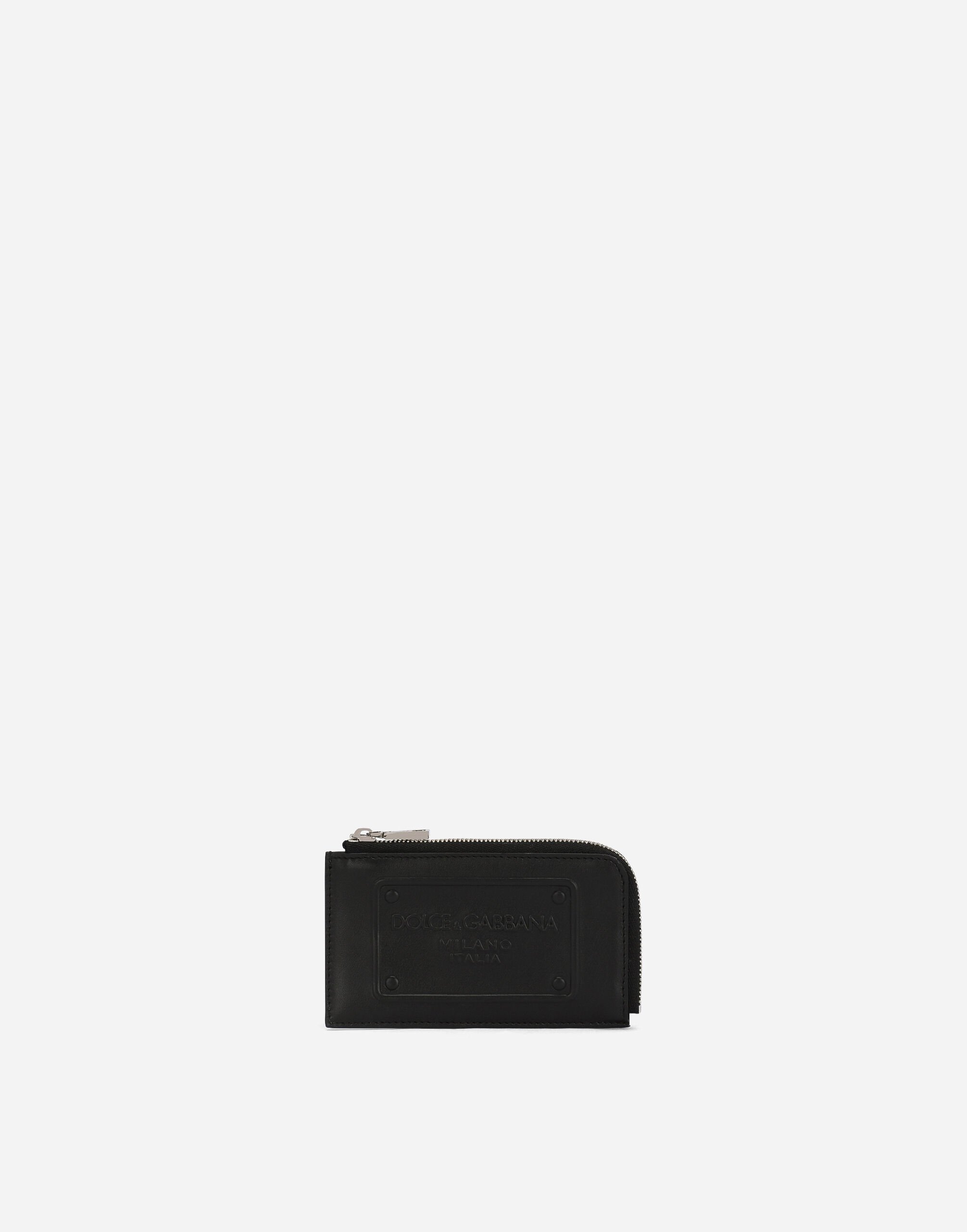 Dolce & Gabbana Calfskin card holder with raised logo Black BP0330AT489