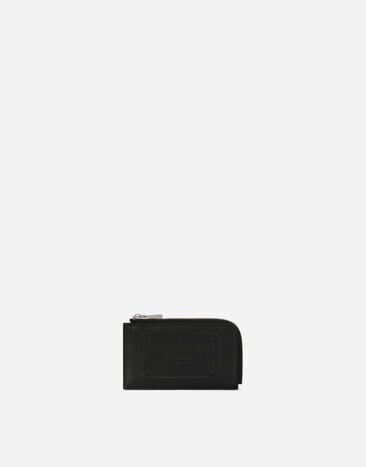 Dolce & Gabbana Porte-cartes en cuir de veau avec logo en relief Noir BP0330AW576