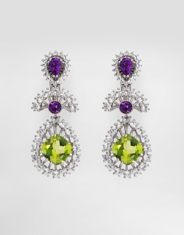 Dolce & Gabbana Eleganza Earrings 18-carat white gold, amethysts, peridots, and sapphires White WESA4GWAME1