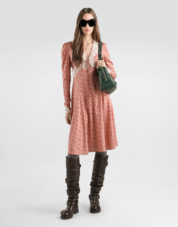 Dolce & Gabbana Small rose-print charmeuse dress Dolce & Gabbana Small rose-print charmeuse dress Multicolor F60GSTFSA79
