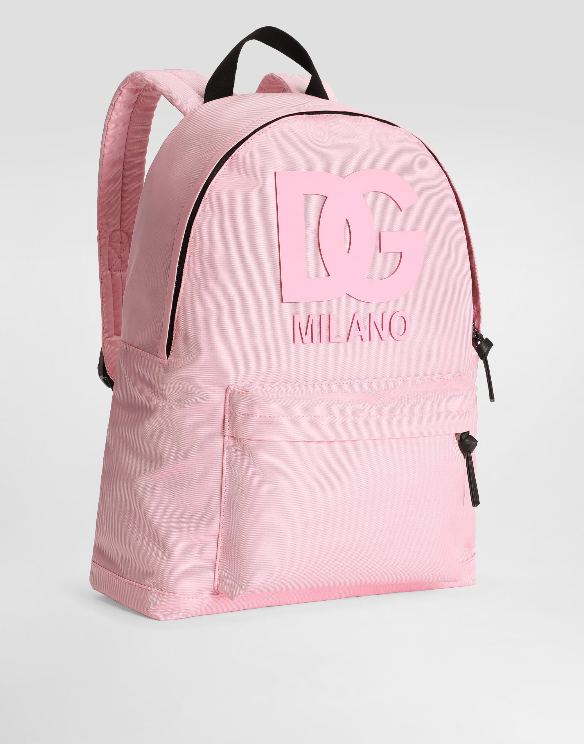 Nylon backpack with DG rubber patch in Pink for Men