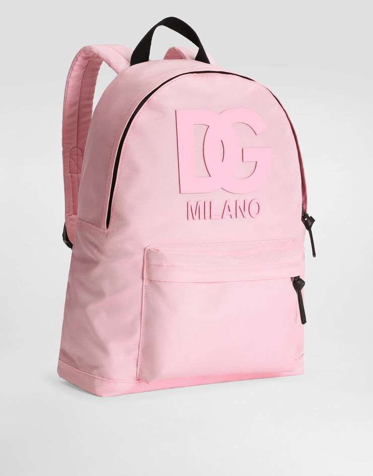 Dolce & Gabbana Nylon backpack with DG rubber patch Pink EM0074AM224