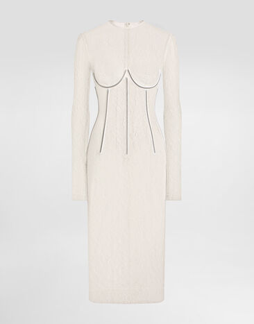 Dolce & Gabbana Lace calf-length dress with corset detailing Print F6IAPTFSUBV