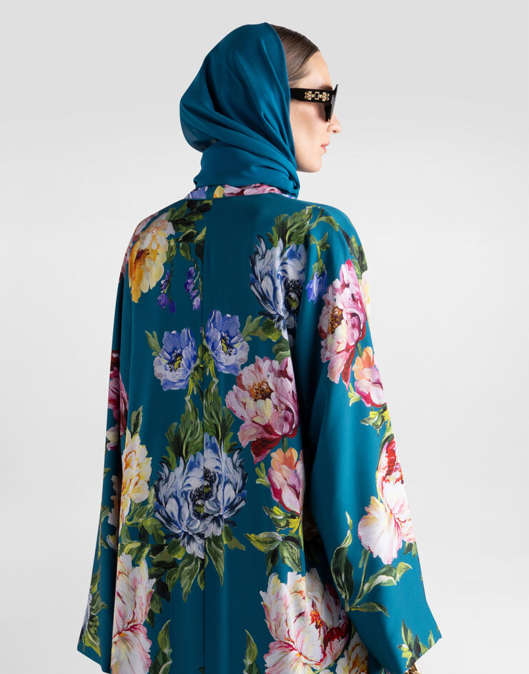 Dolce & Gabbana Peony-print charmeuse kaftan Multicolor I6KO2WFSA8R