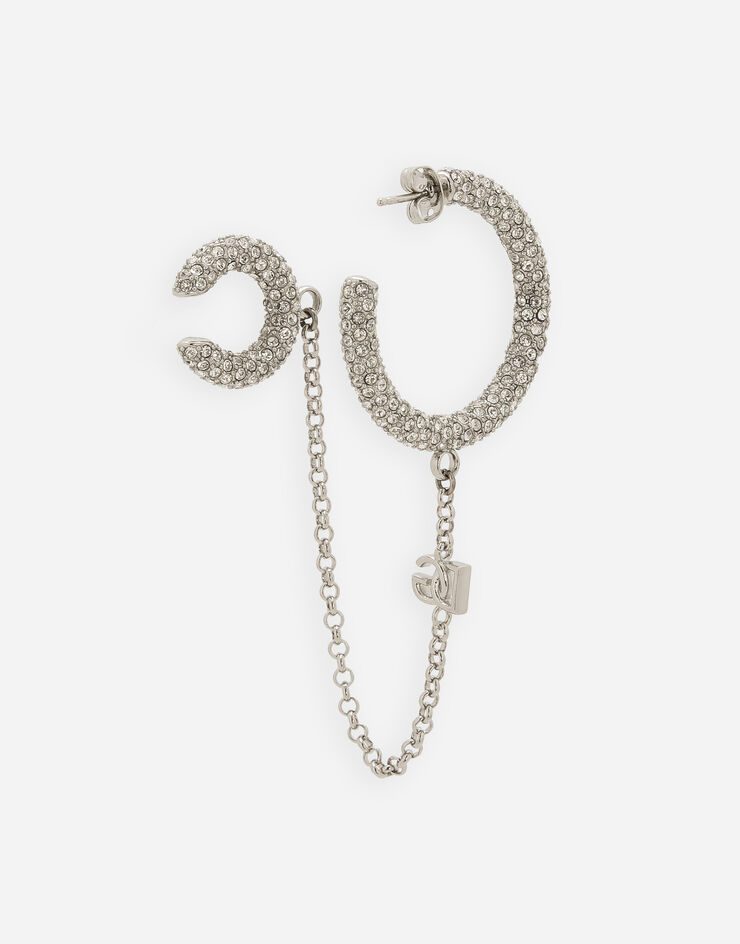 Dolce&Gabbana Single earring with rhinestones and chain ear cuff Crystal WEP7S5W1111
