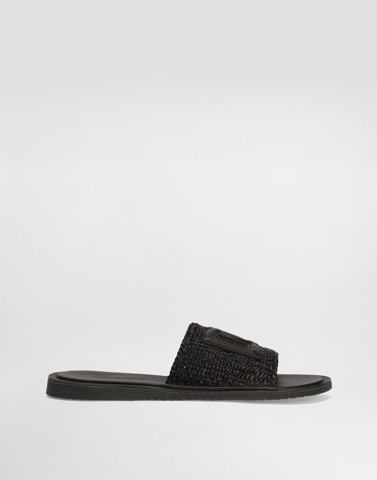 Dolce & Gabbana Raffia crochet slipper Black A80519A9Q98