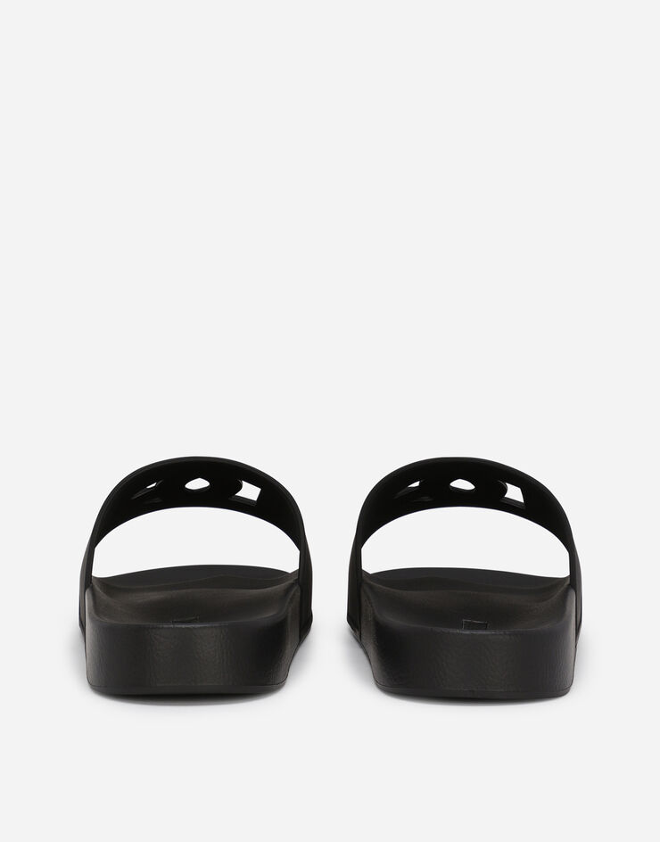Dolce & Gabbana DG 徽标橡胶沙滩拖鞋 黑 CS2079AO666