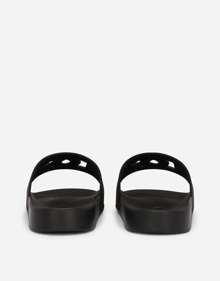 Dolce & Gabbana Rubber beachwear sliders with DG logo Black CS2079AO666