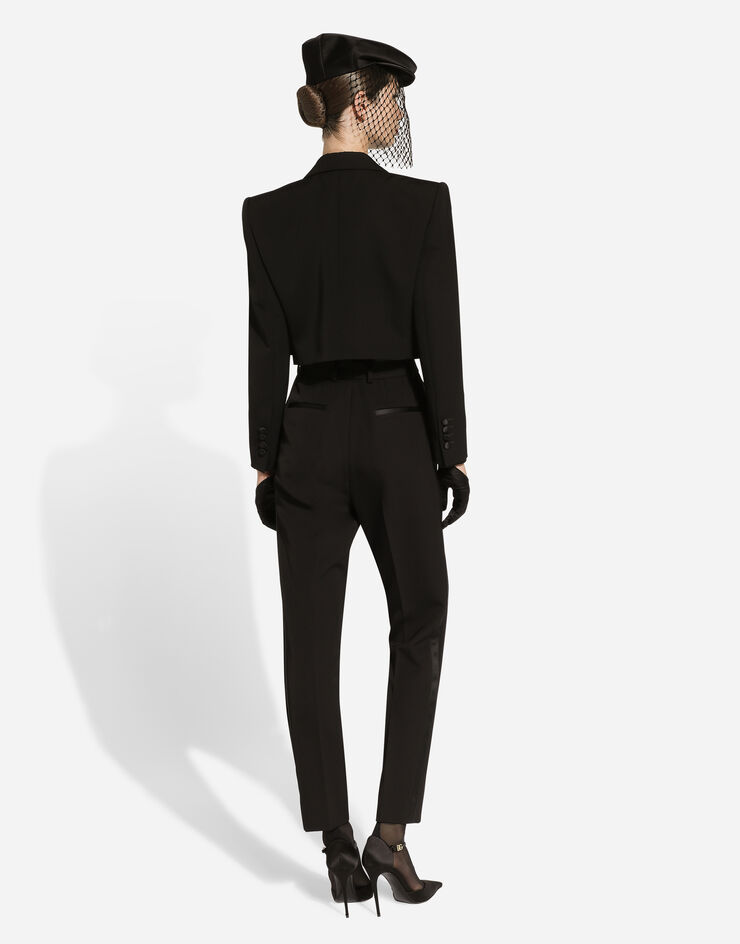 Dolce & Gabbana Tailored wool gabardine tuxedo pants Black FTAM0TFU21E