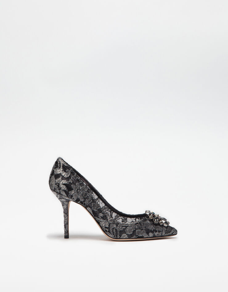 Dolce&Gabbana Lurex lace rainbow pumps with brooch detailing Grey CD0101AE637