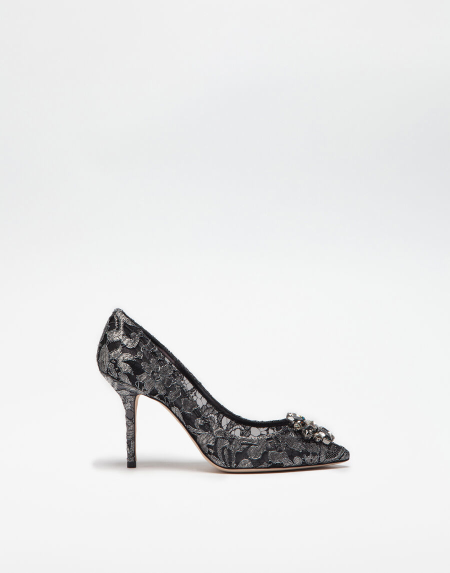 Lurex lace rainbow pumps with brooch detailing